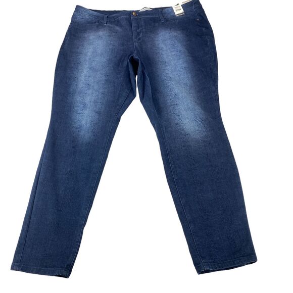 Royalty Skinny Jeans Women's Size 22W Dark Blue Leopard Print Cotton Mid Rise - Picture 1 of 14